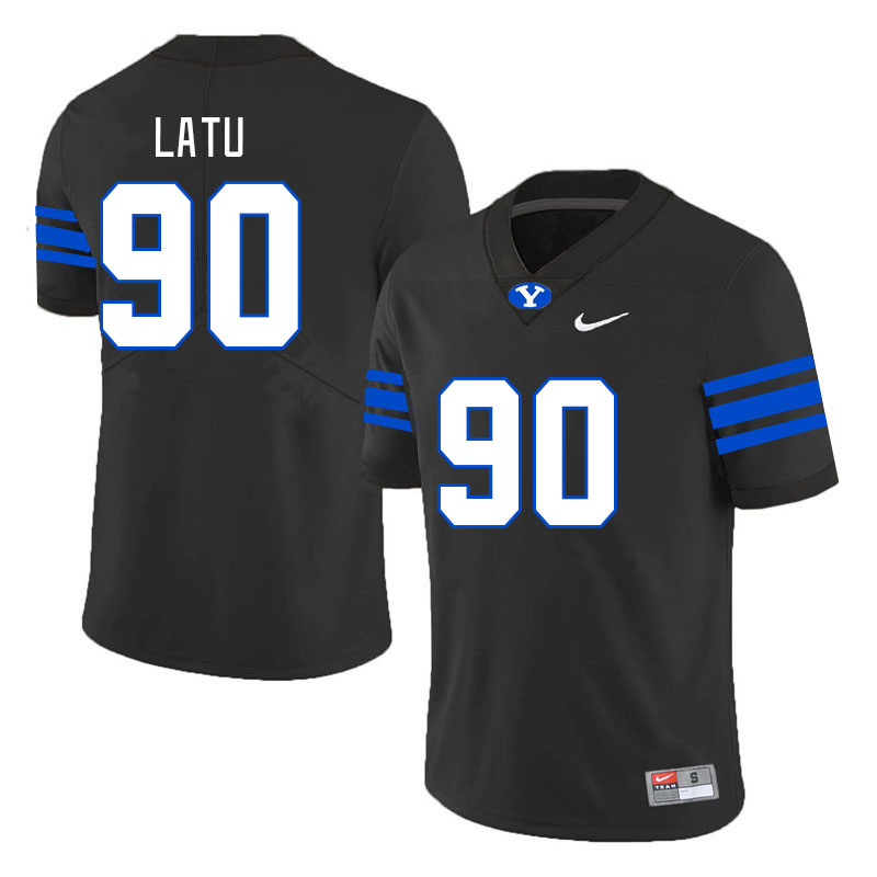 Men #90 David Latu BYU Cougars College Football Jerseys Stitched Sale-Black